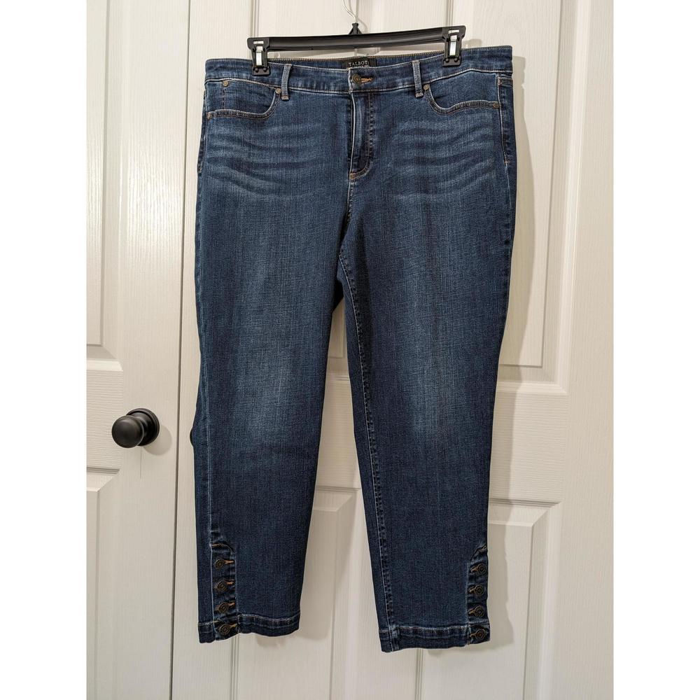 TALBOTS Denim Jeans Zipper fly Button legs 5-pocket Sz 16 Blue